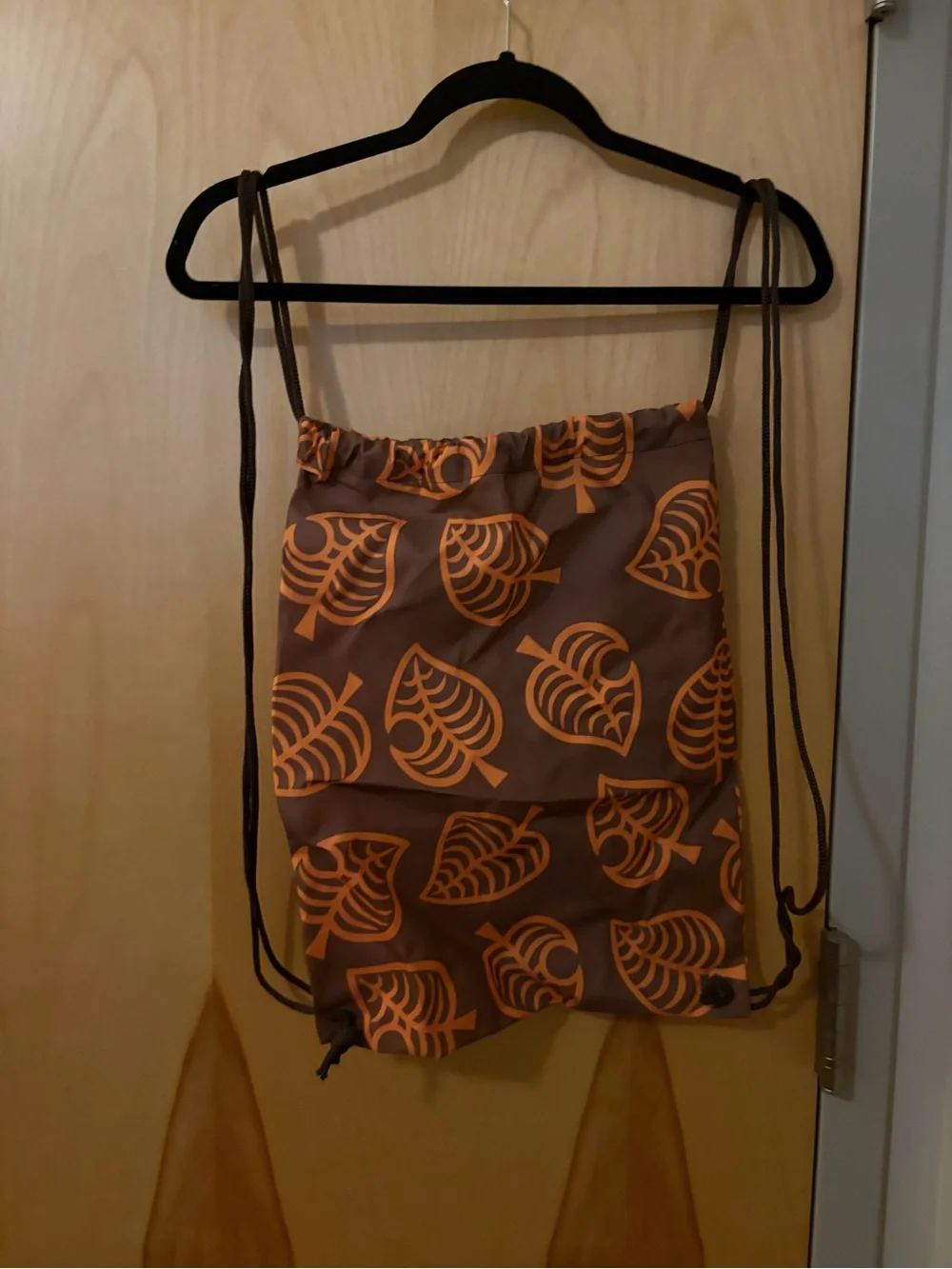 Brown & Orange Animal Crossing Print Drawstring Backpack